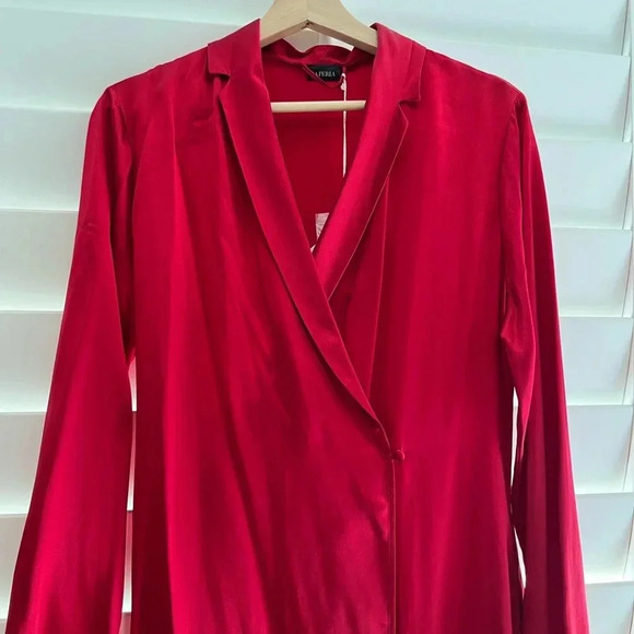 LA PERLA NWT Red Tango Short Silk Robe Tie Waist Pocket - Picture 12 of 16